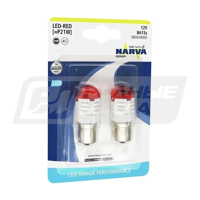 NARVA Range Performance LED N P21W 12V 2.8W BA15s, набор 2шт 18093